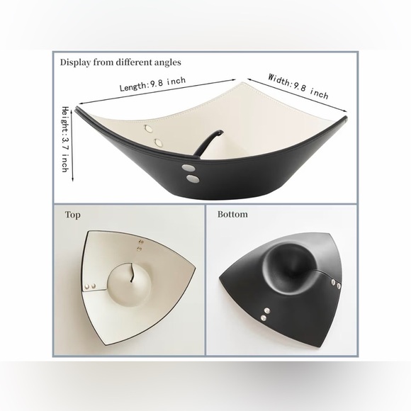 NEW Large White Modern Vegan Leather Bowl Coffee Table Key Bowl Entryway 9.8” - Picture 2 of 4